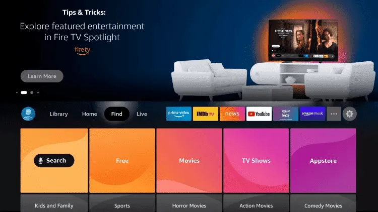 Fire TV Stick étape Search