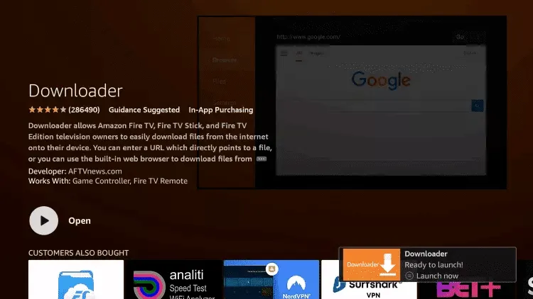 Ouverture de Downloader