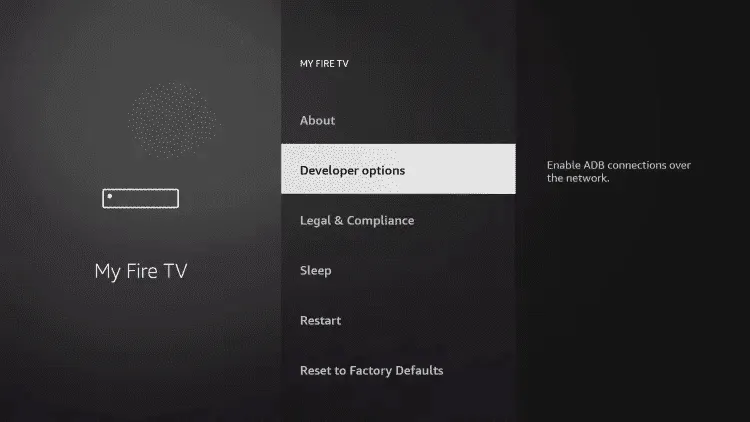 Menu Developer options