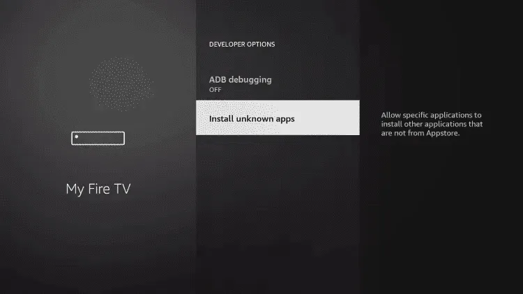 Install unknown apps sur Fire TV Stick